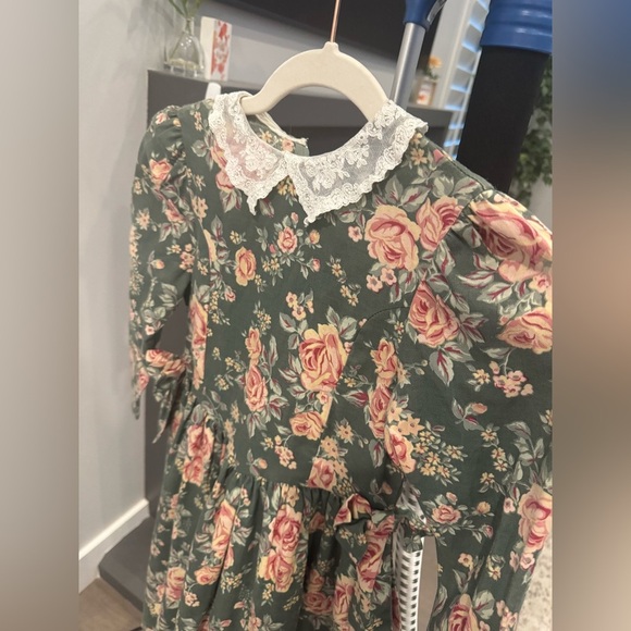 Vintage David Charles Girls Dress Floral Lace Collar Puff Sleeve girls size 8 - Picture 2 of 7